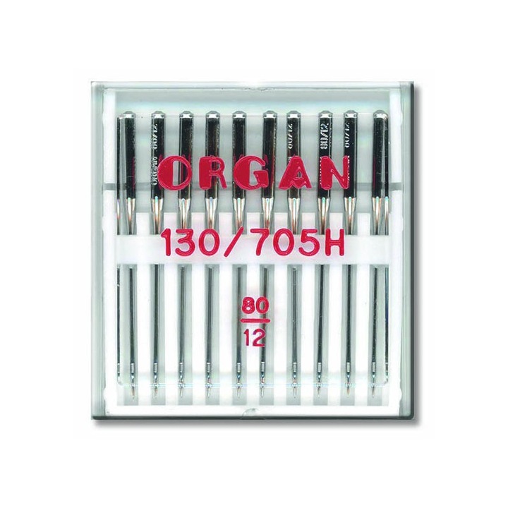 Set 10 Ace Organ Universal cu finetea acului 80 pentru masinile de cusut casnice, 130/705H