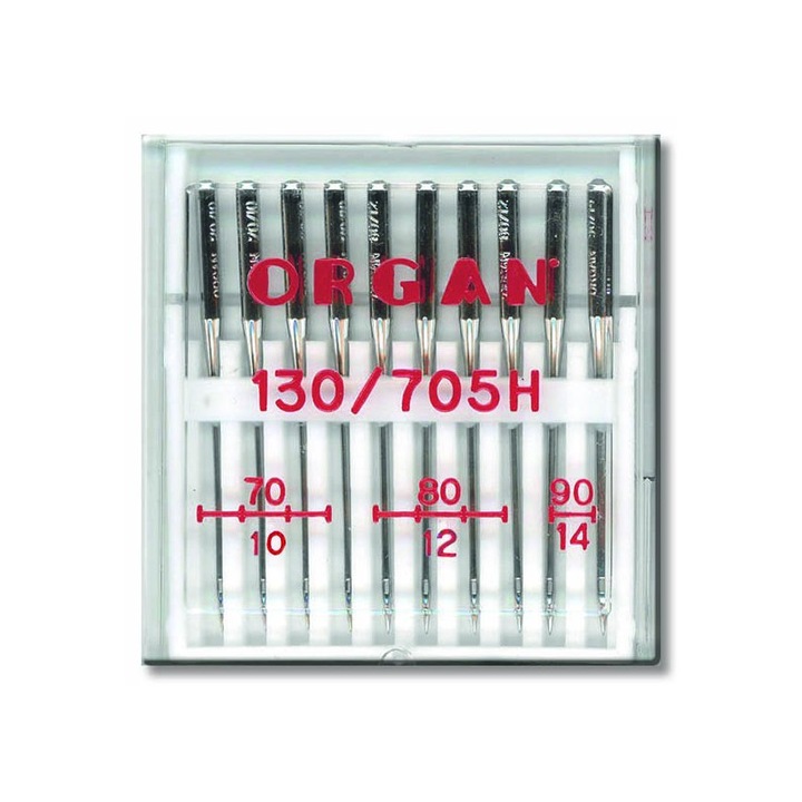 Set 10 Ace Organ Universal cu finetea acului intre 70-90 pentru masinile de cusut casnice, 130/705H