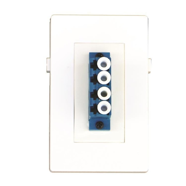 Priza multimedia, Garbot, Plastic, 75x50 mm, Alb/Albastru