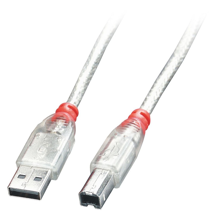 Cablu imprimanta, Lindy, USB 2.0, tip A/B, 3 m, Alb
