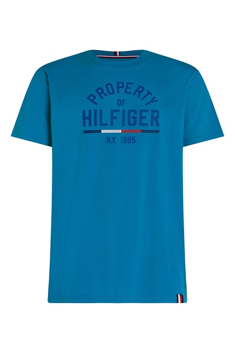 Tommy Hilfiger, Tricou din amestec de bumbac organic pentru fitness, Albastru inchis, M