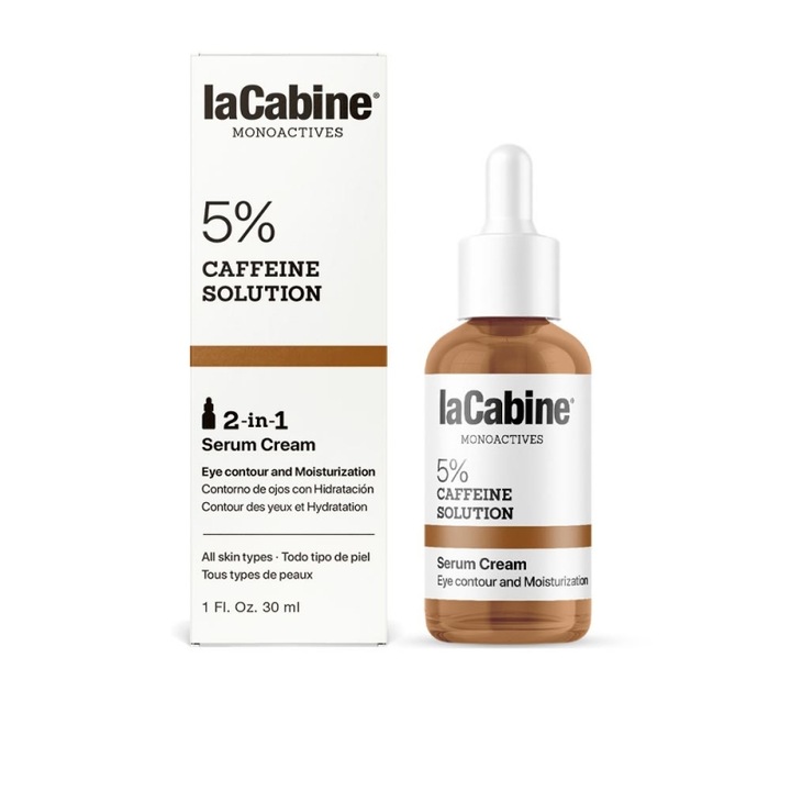 Ser crema pentru conturul ochilor cu 5 % cofeina care reduce cearcanele si umflaturile cauzate de oboseala, La Cabine, Serum Cream, 30 ml