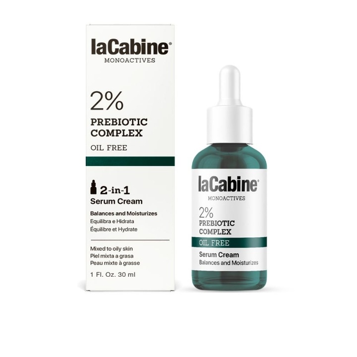 Ser crema facial cu 2 % Complex Prebiotic cu efect hidratant si echilibrant pentru tenul gras, La Cabine, Serum Cream, 30 ml