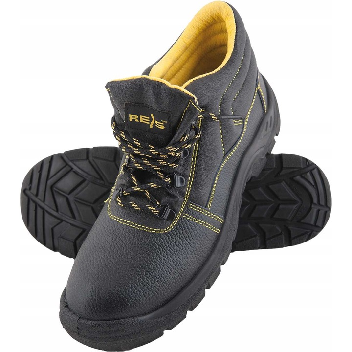 Incaltaminte de protectie, REIS, Piele naturala, Negru/Galben, 47 EU