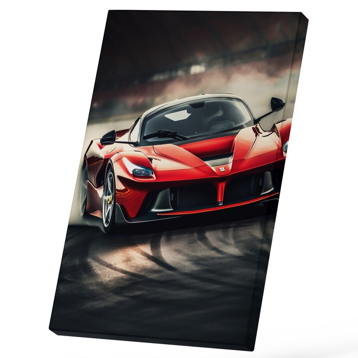 Tablou Canvas Cu Masina Sport Curse, Rosie, Curse Formula 1, Iubitorii De Moatoare Puternice, 25x40 cm, Multicolor