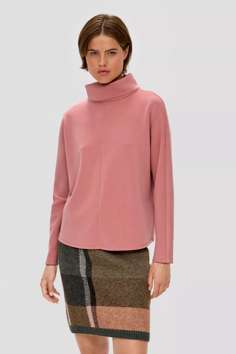 s.Oliver, Bluza de trening din amestec de modal, cu guler inalt, Roz prafuit