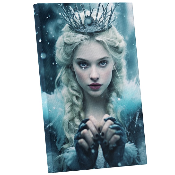 Tablou Canvas Portret Cu Printesa Elsa, Real Life, Film Frozen, Disney Channel, Regatul De gheata, Iubitorii De Desene Animate, 25x40 cm, Multicolor