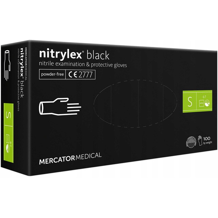 212968189 Nitril kesztyű 100 db / fekete / méret: 7 - S / nitrilex fekete