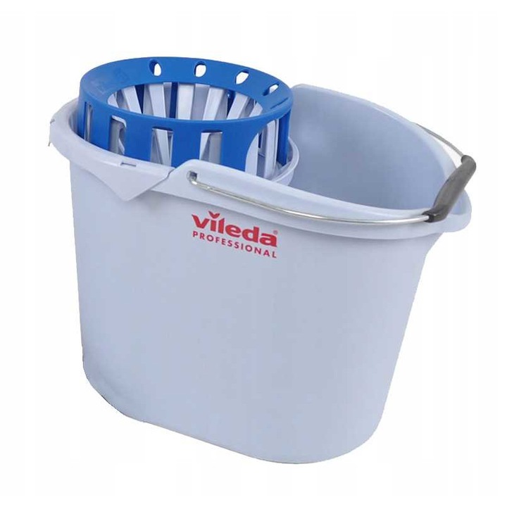 Galeata mop si storcator, Vileda Professional, Albastru, Gri