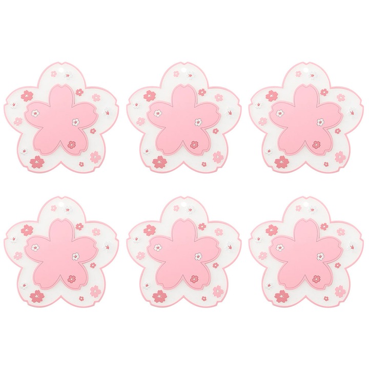 6 darabos virágmintás üveg poháralátét készlet, többszínű