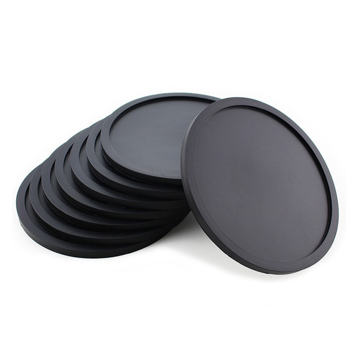 Set 8 Suporturi pentru pahare, Silicon, 10cm, Negru