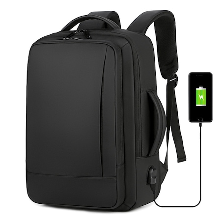 Rucsac multifunctional, Rezistent la apa, respirabil si spatios, cu Port de incarcare USB, smart casual pentru Business/ Calatorii si Laptop 15,6 inchi, VisionHub, 44cm X 32cm, Negru