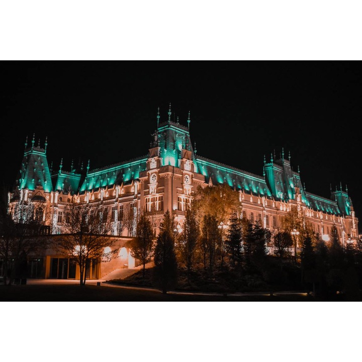 Картина на платно - Palace of Culture Night Iasi Румъния, 30 x 20 cm