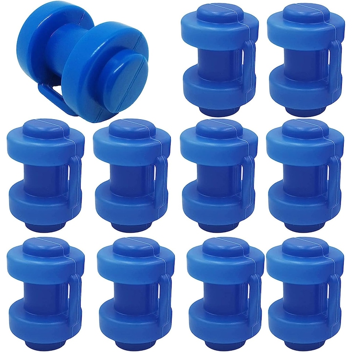 Set 10 capace pentru trambulina, Plastic, 8x2.5cm, Albastru