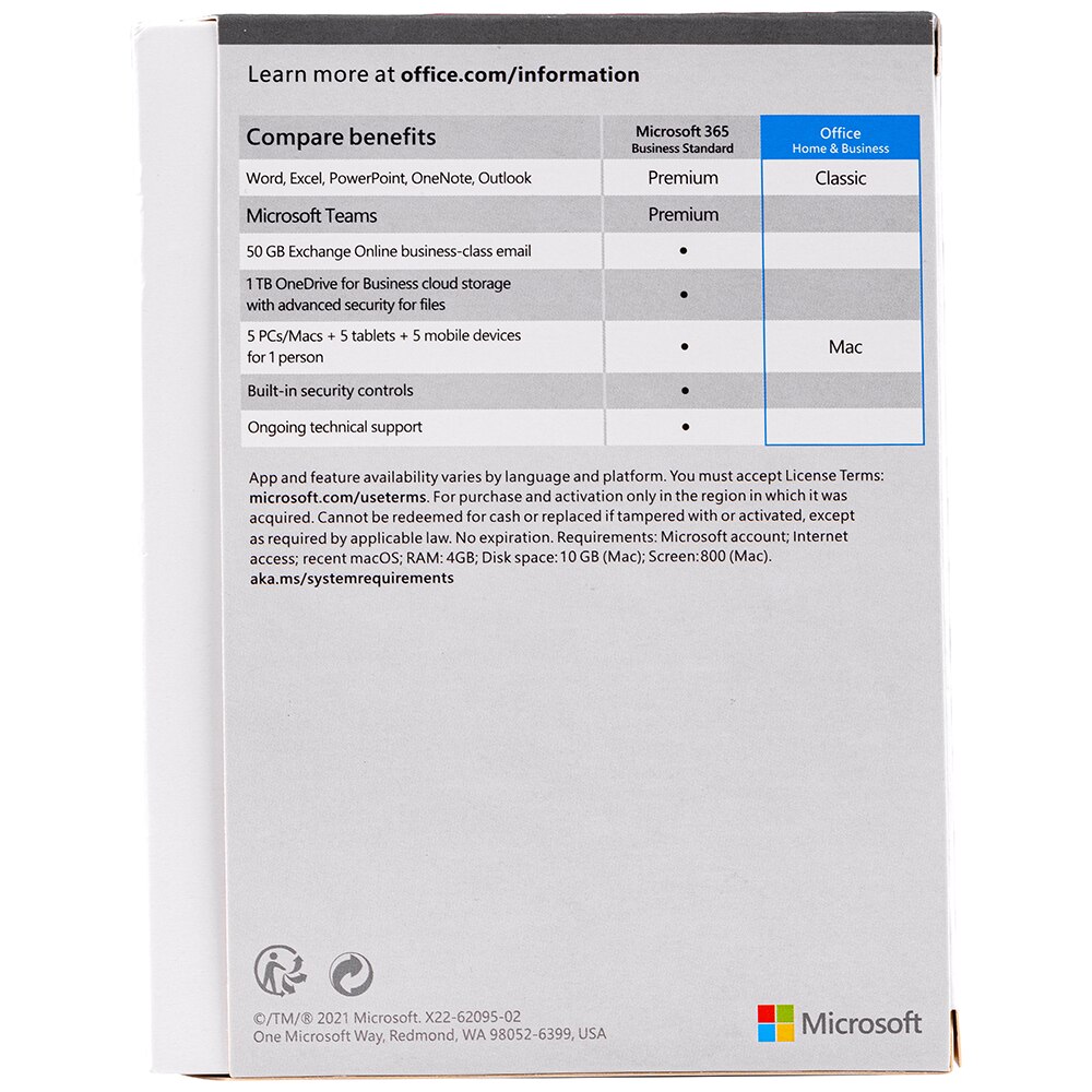 Microsoft Office 2021 Home And Business Retail Fpp Macos 64 Bit Multilanguage Medialess Coa