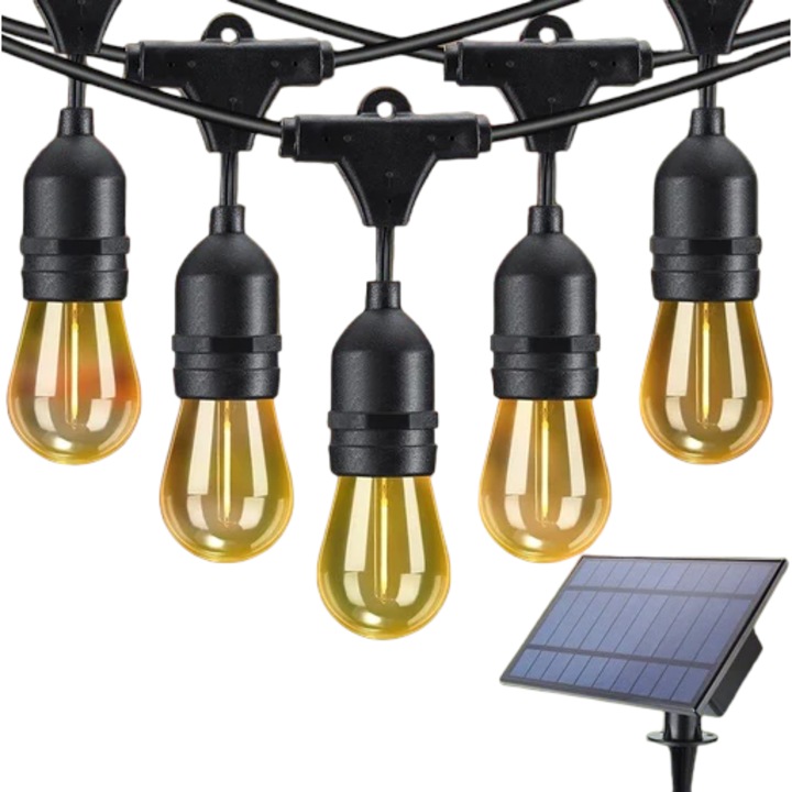 Соларни лампи MAD ECO LEDURI, 10 м, 10 крушки,14 LED, топла светлина