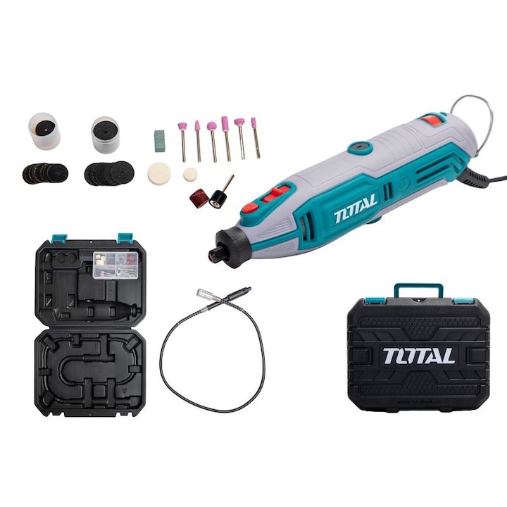 Mini polizor Total, 130W, 109 accesorii, 10000 - 35000 rpm