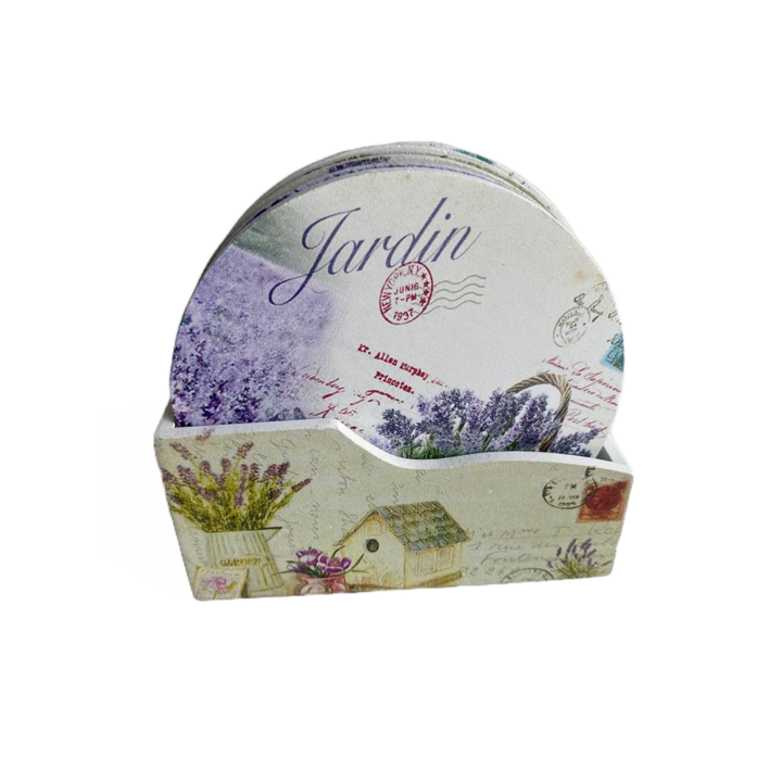 6 db-os mdf pohártartó készlet, kerek, 10,8 cm