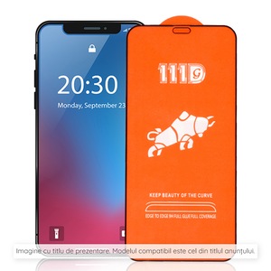 Folie pentru Xiaomi Redmi Note 12 5G, Note 12 4G, Poco X5 - Techsuit 111D Full Cover, Full Glue Glass - Negru