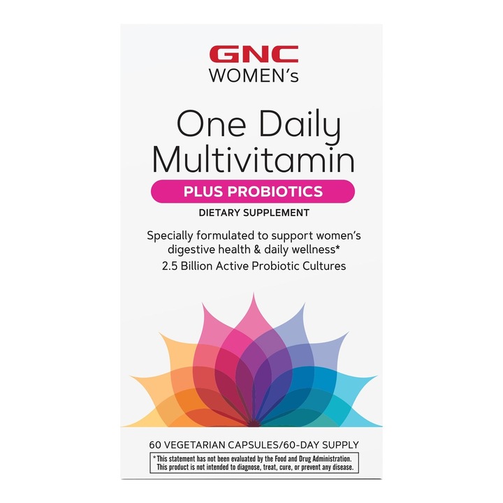 Complex de Multivitamine pentru Femei cu Probiotice LAB4, GNC Women's One Daily Multivitamin Plus Probiotics, 60 capsule