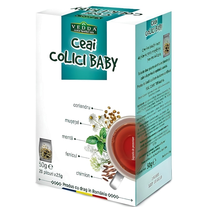 Ефективен чай против колики при бебета Baby, 20 пакетчета х 2,5 гр, Vedda