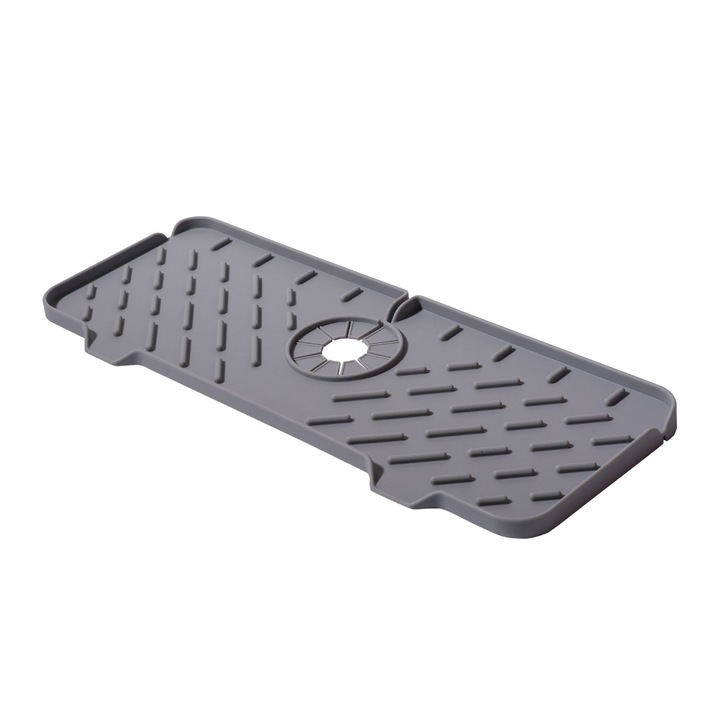Protectie impotriva stropilor pentru robinet, Silicon, 36x14.5x1.5cm, Gri