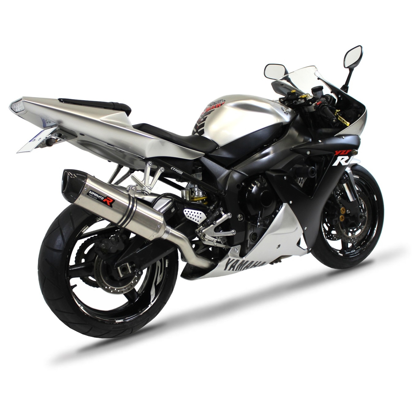 Silver 2003 R1 Ауспух, Dominator, Stainless, Yamaha YZF R1 1000 RN09, Silver/ Black ...