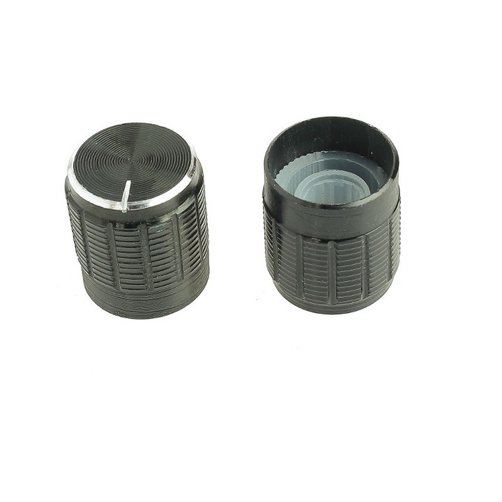 Potenciométer gomb, alumínium, 14,7x17x6 mm, fekete