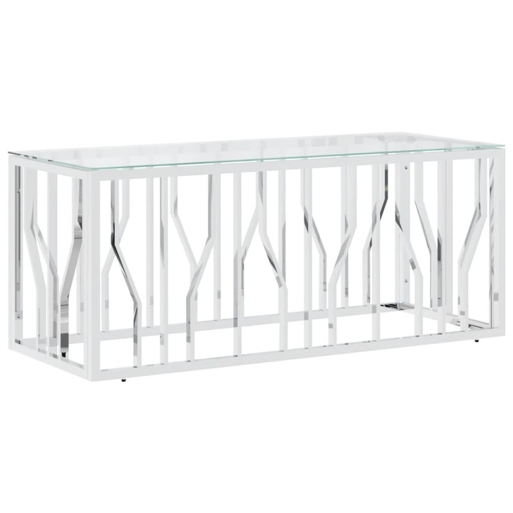 VidaXL Холна маса, стъкло и неръждаема стомана, 110x45x45 см
