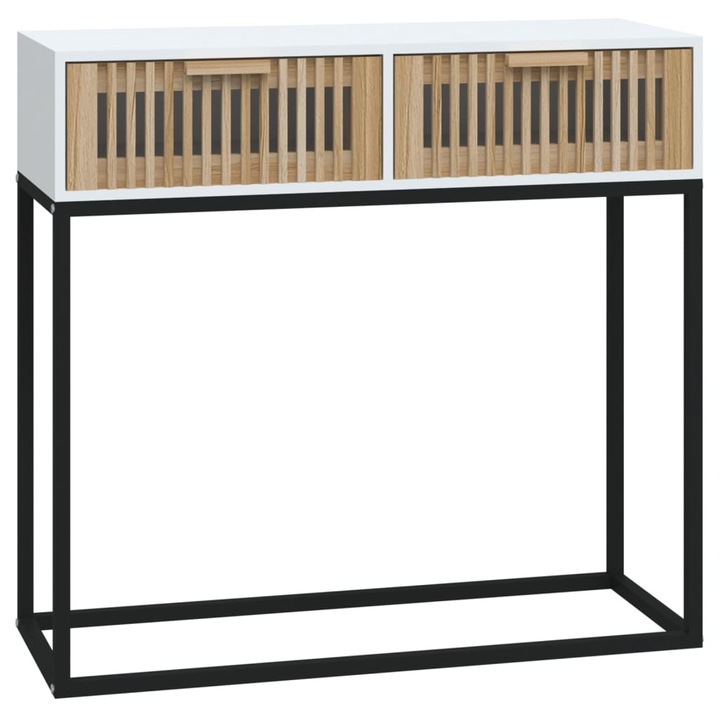 Конзолна маса vidaXL, Бяла, 80x30x75 см, Инженерно дърво и желязо, 12.1 Kg