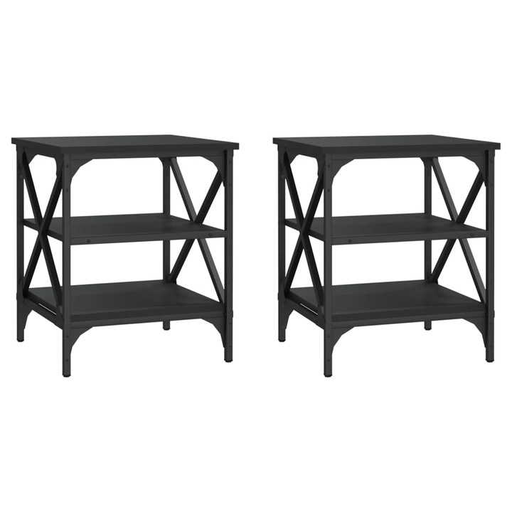 VidaXL 2 db fekete szerelt fa kisasztal 40 x 42 x 50 cm 825773
