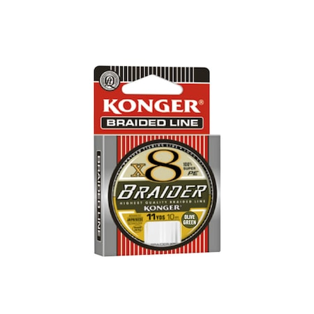 Fir textil inaintas impletit in 8, Konger X8 Braider, 0.06mm, rezistenta 4.9kg, culoarea olive green, rola 10m, pentru monturi crap, method feeder