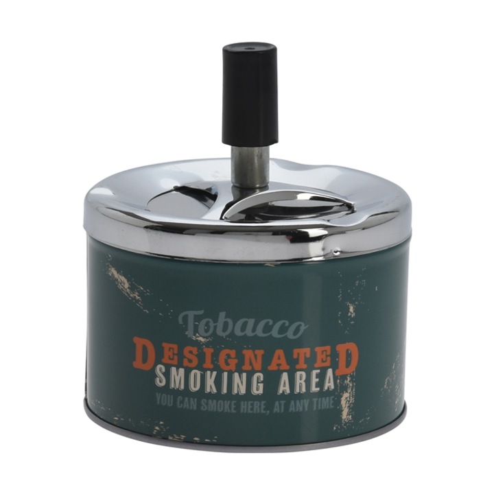 Vintage dohányzóhely gombos hamutartó, fém, 9 x 12 cm