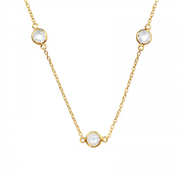 Colier argint 925 placat cu aur 14K Crystals Boutique 23, dimensiune 45 cm, cutie bijuterie, auriu