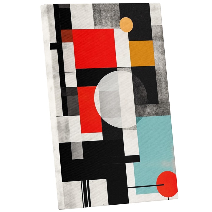 Tablou Canvas Cu Arta Bizara Forme Geometrice, Predominant Negru, Arta Pe Straturi, Iubitorii De Arta Abstracta, 25x40 cm, Multicolor