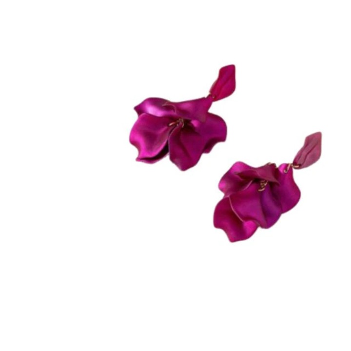 Cercei Fucsia Petal, model petale de flori, culoare fucsia
