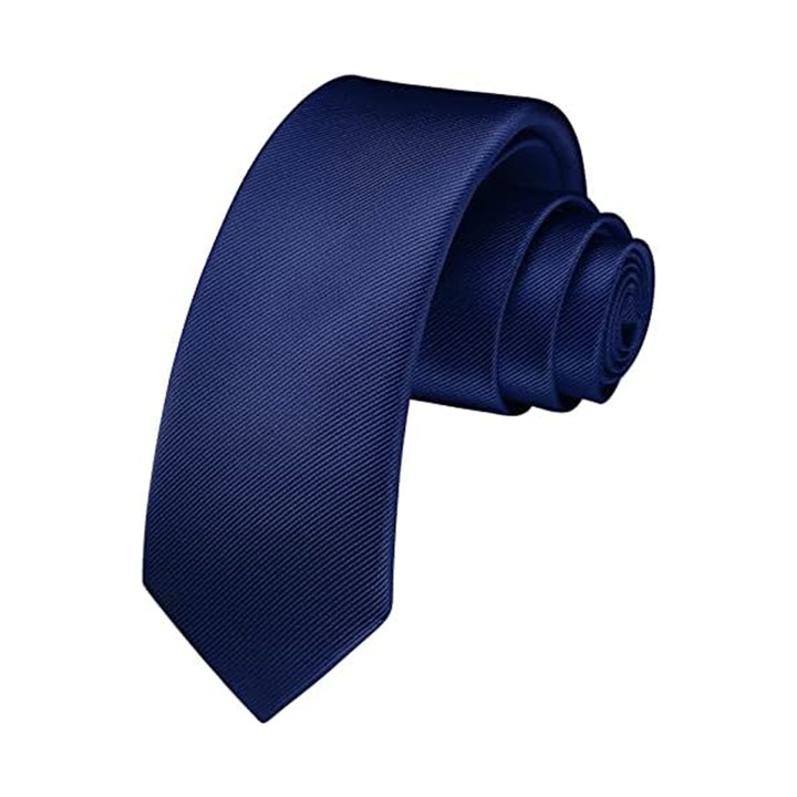 Cravata clasica pentru barbati, Darklove, Usor de asortat, Pentru zi de nastere, nunta, logodna, petrecere, afaceri, birou, 146 x 6cm, Poliester, Albastru marin