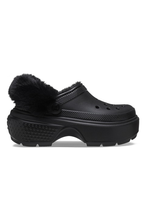 Crocs, Saboti slingback cu captuseala din blana sintetica, Negru, 36-37