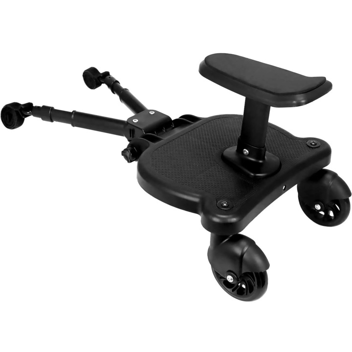 Adaptor universal de carucior pentru 1 copil, Grelys Print platforma buggy board cu scaun demontabil, remorca carucior, 2 roti, capacitate 25 kg
