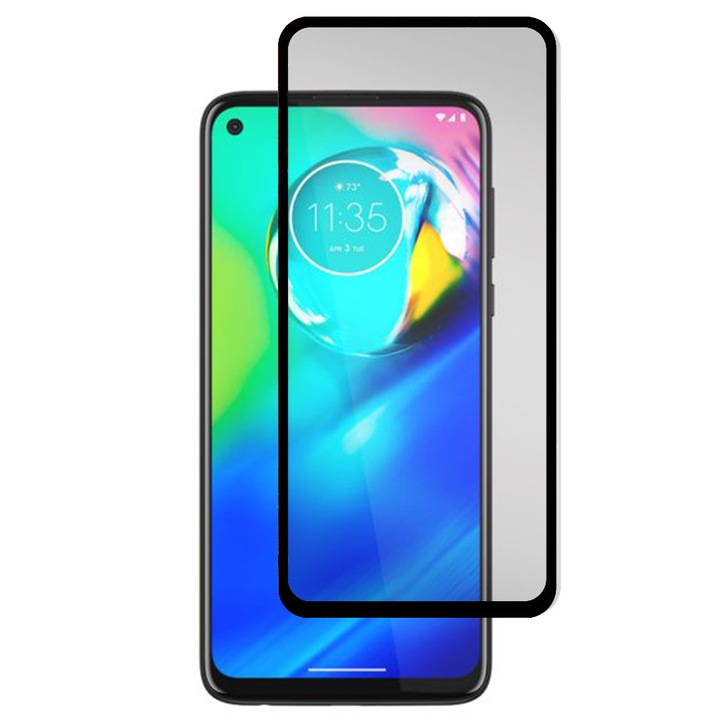 COMANDO Ultra Thin Proof филм, съвместим с Motorola Moto G8 Power, Висока устойчивост на удар, Пълно покритие на екрана, Залепващо лепило по цялата повърхност, 0,3 mm, Черна рамка