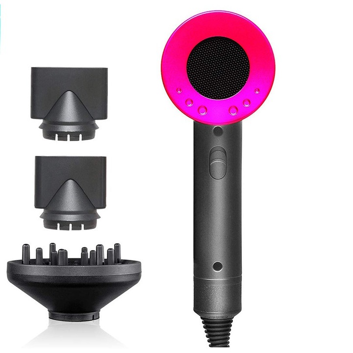 Професионален сешоар TNS, Включени 3 аксесоара, 2000 W AC мотор, 3 температурни нива, Мощна йонизация, Подвижен въздушен филтър