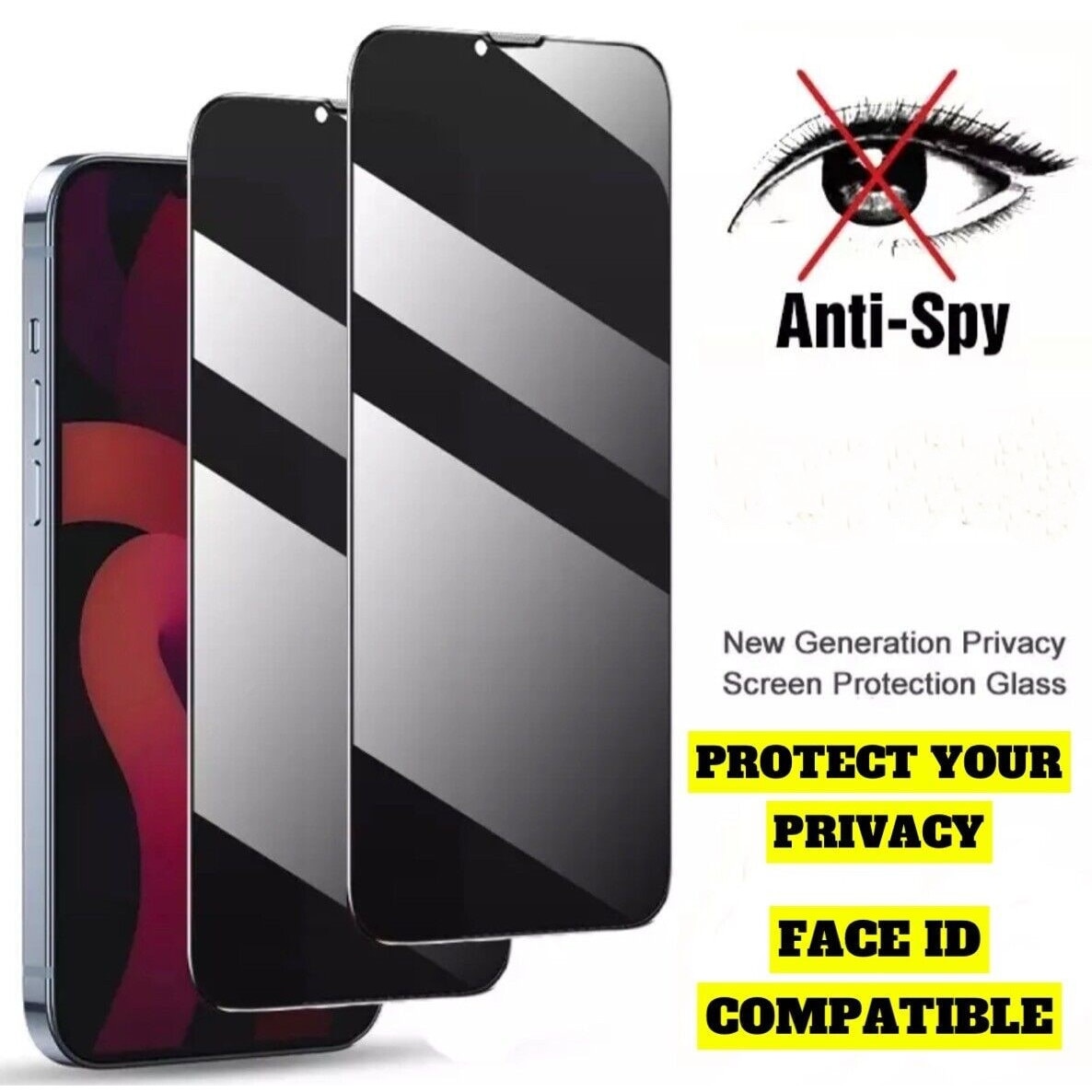 Folie Privacy Compatibila cu iPhone 13 Pro Max, Full Cover, Full Glue 6D, Calitate Premium, Black