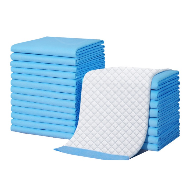 Set 50 covorase absorbante igienice pentru caini, albastru, 60 x 60 cm