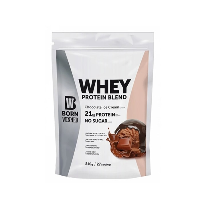 Суроватъчен протеин, Born Winner, смес от суроватъчен протеин, ягодов сладолед, 810 грама
