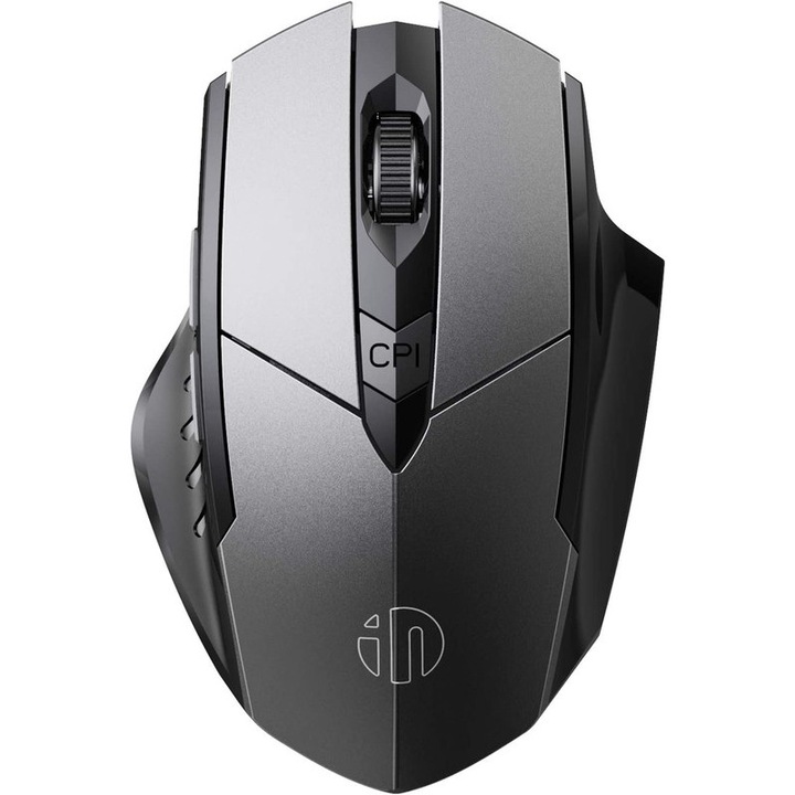 Mouse Bluetooth, INPHIC, 3 moduri, BT 5.0/BT4.0/2.4Ghz, Trei niveluri DPI reglabile, Wireless, Silentios, Ergonomic, Reincarcabil, Gri