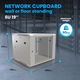 Шкаф Extralink, 6U 600x600 AZH, Сглобен, Две секции, Стенен/подов монтаж, Стъклена врата, Ляво/дясно отваряне на вратата, Сив