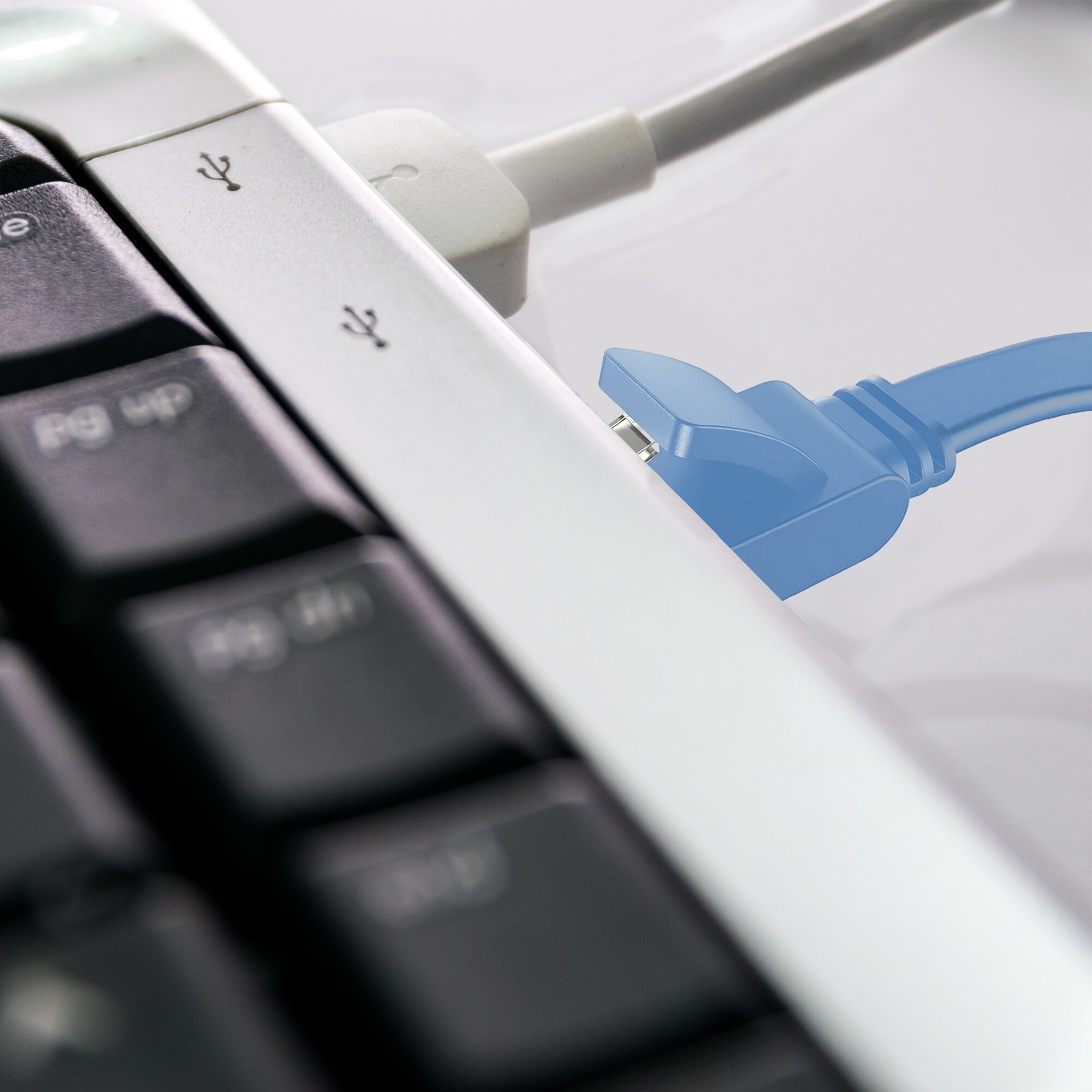 Плосък мрежов кабел UFTP CAT7, 10Gbps, 600Mhz, RJ45, 8P8C, 1m, син ...