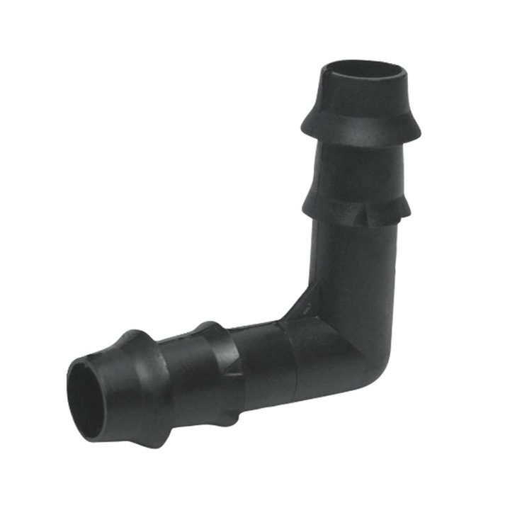 Пластмасов конектор с коляно за капкова тръба 16 мм х 16 мм