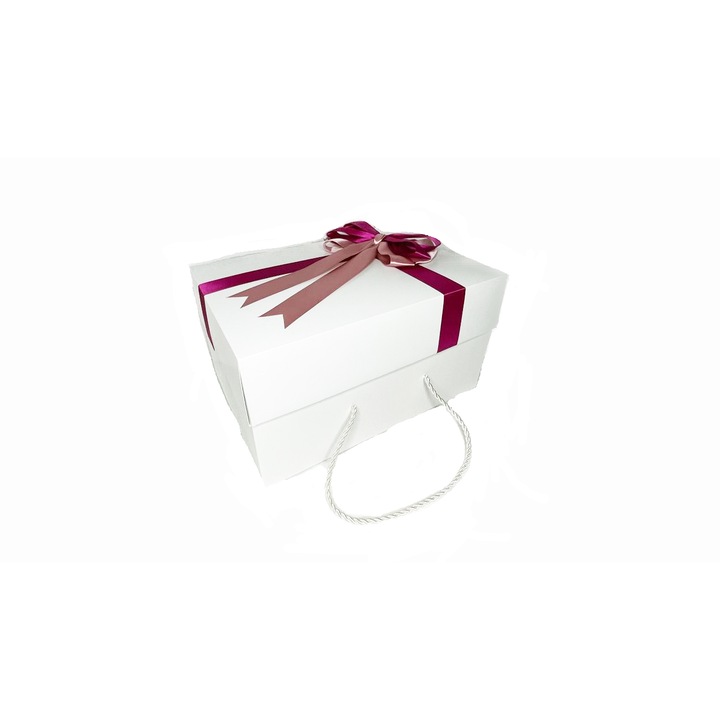Cutie pentru cadou, carton alb si roz, 39X28X20 cm - tip FMAX