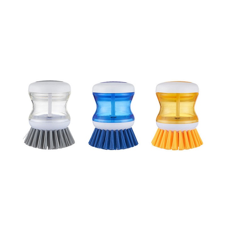 Set 3 Perii de vase cu rezervor de sapun lichid, Sunmostar, Nylon, Multicolor